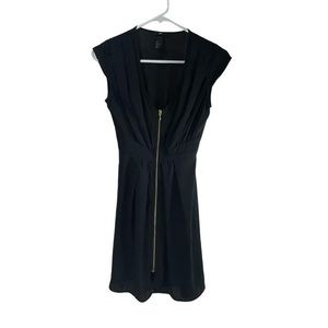 H&M Black Satin Effect Cap Sleeved Work Dress Size XS